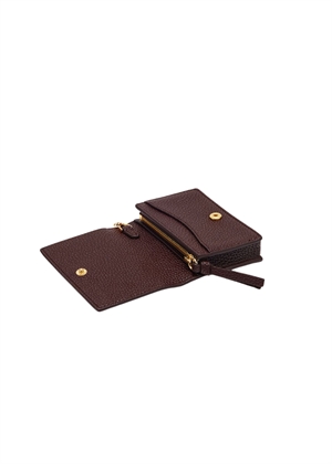Grained card holder with flap Chicory Coffee A7279 Ganni 